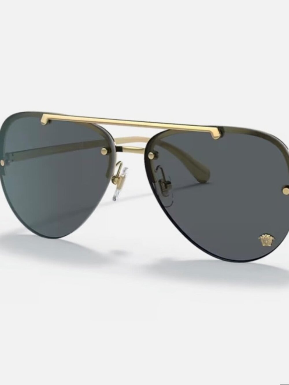 Versace Rimless Sunglasses in Gold and Gray